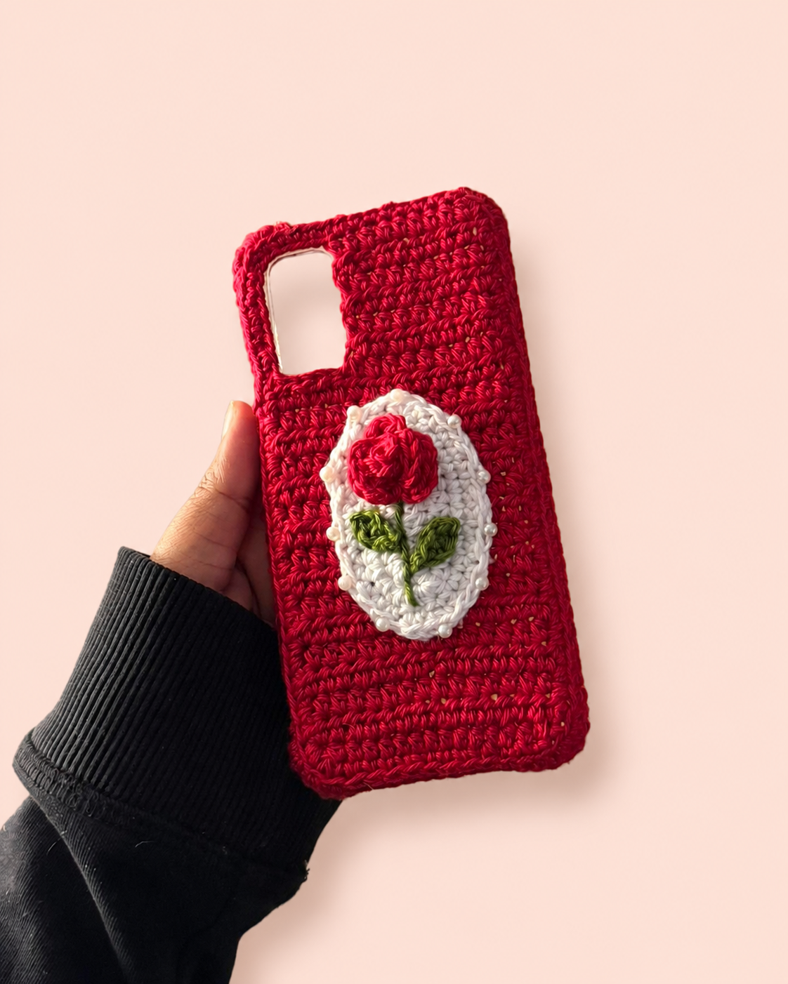 Handmade crochet sunflower phone cover