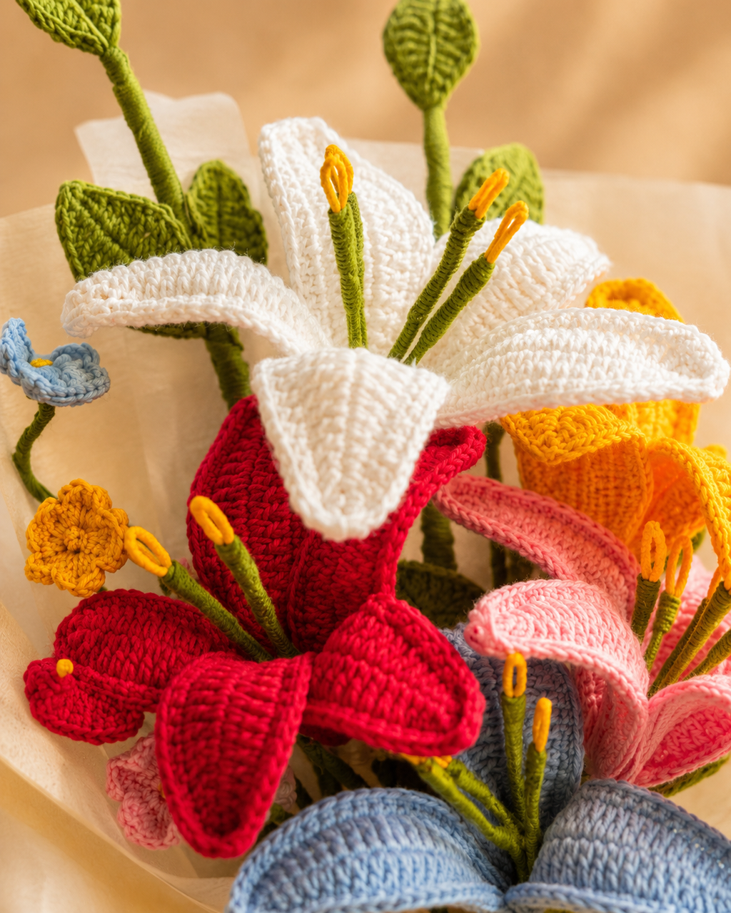 Handmade Crochet Colorful Lily Bouquet