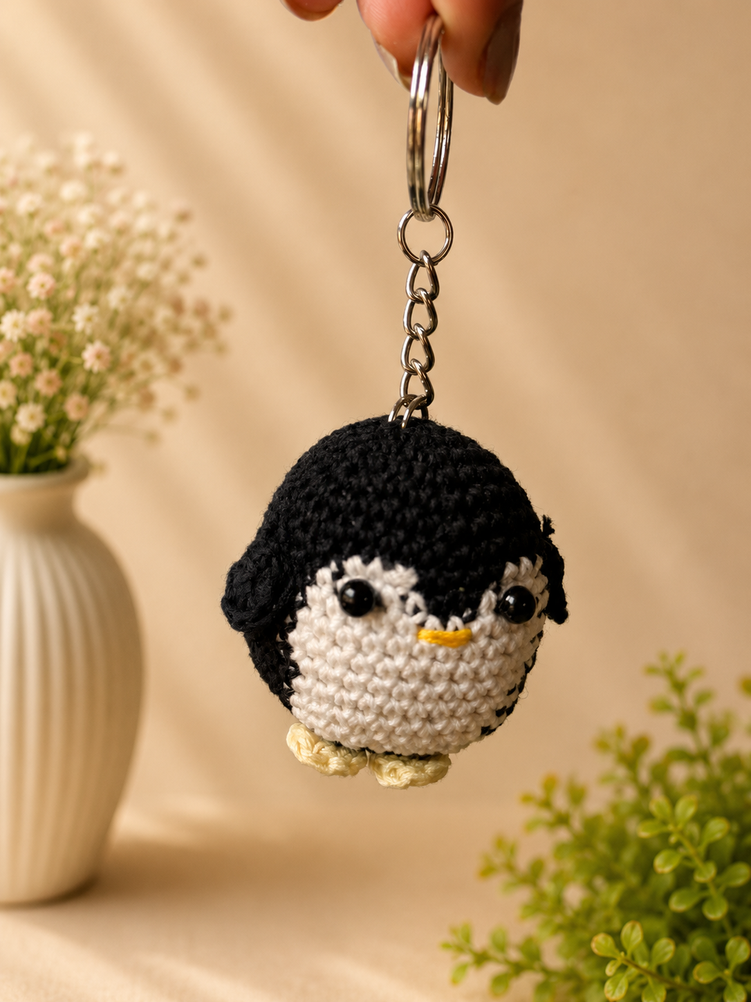 Handmade Crochet Penguin Keychain
