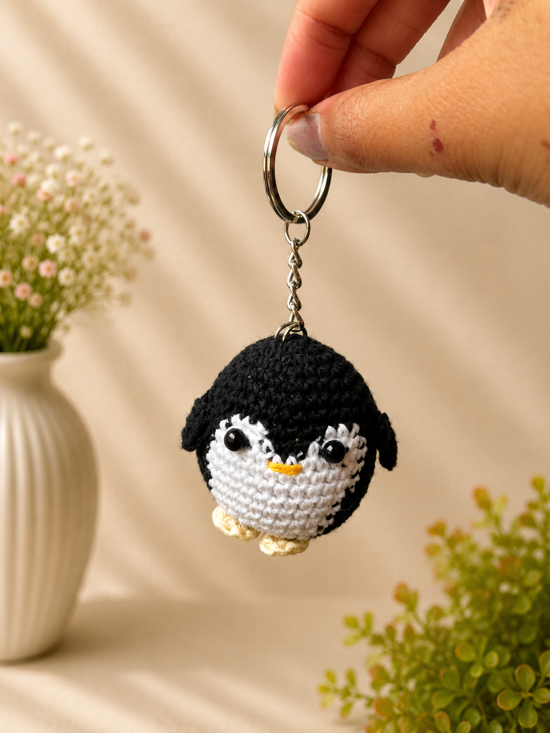 Handmade Crochet Penguin Keychain