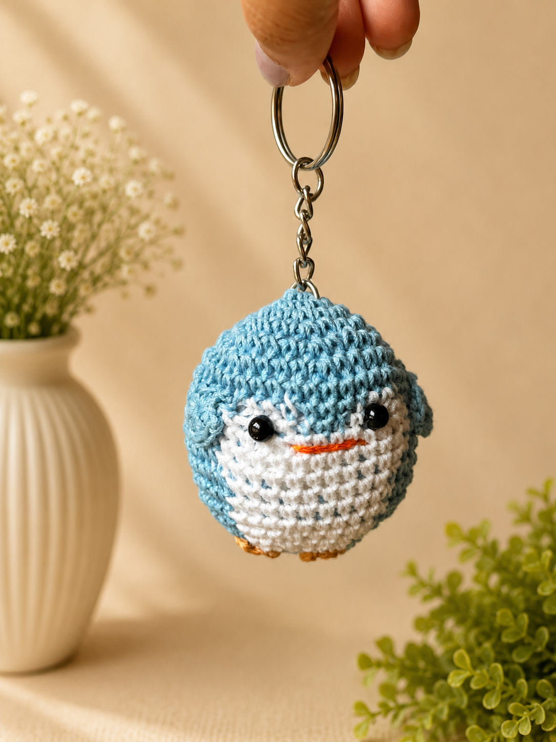 Handmade Crochet Penguin Keychain