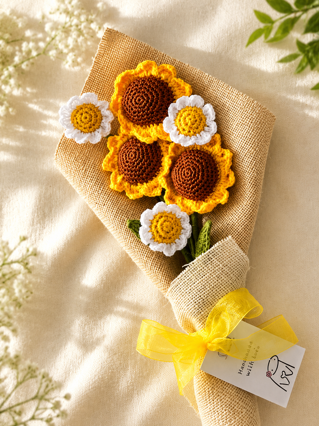 Handmade Crochet Sunflower Daisy Bouquet
