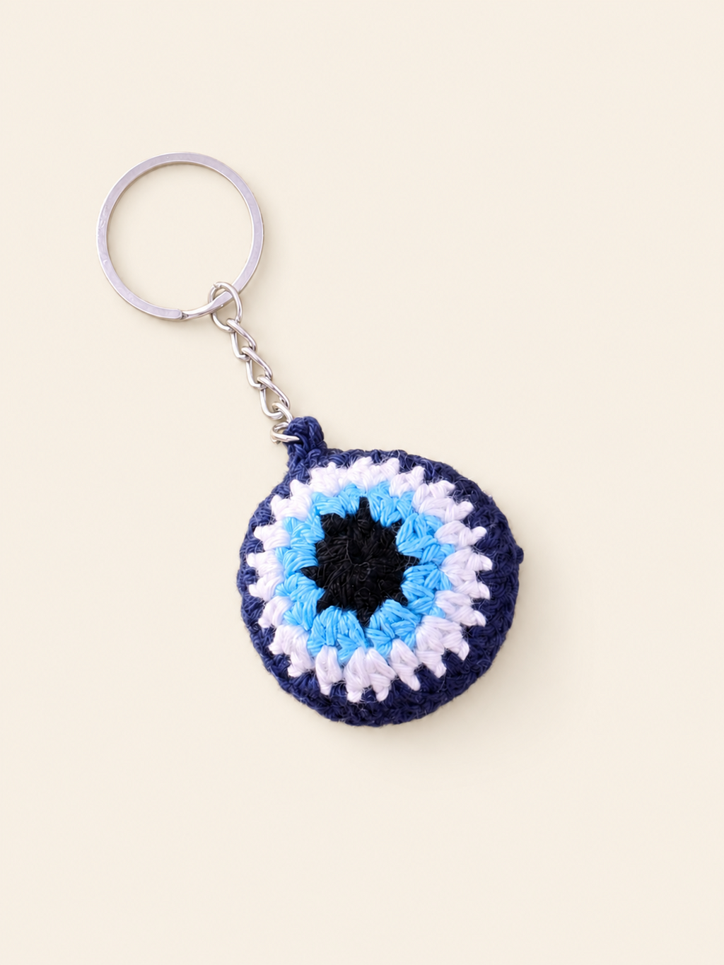 Matching blue crochet nazar keychain