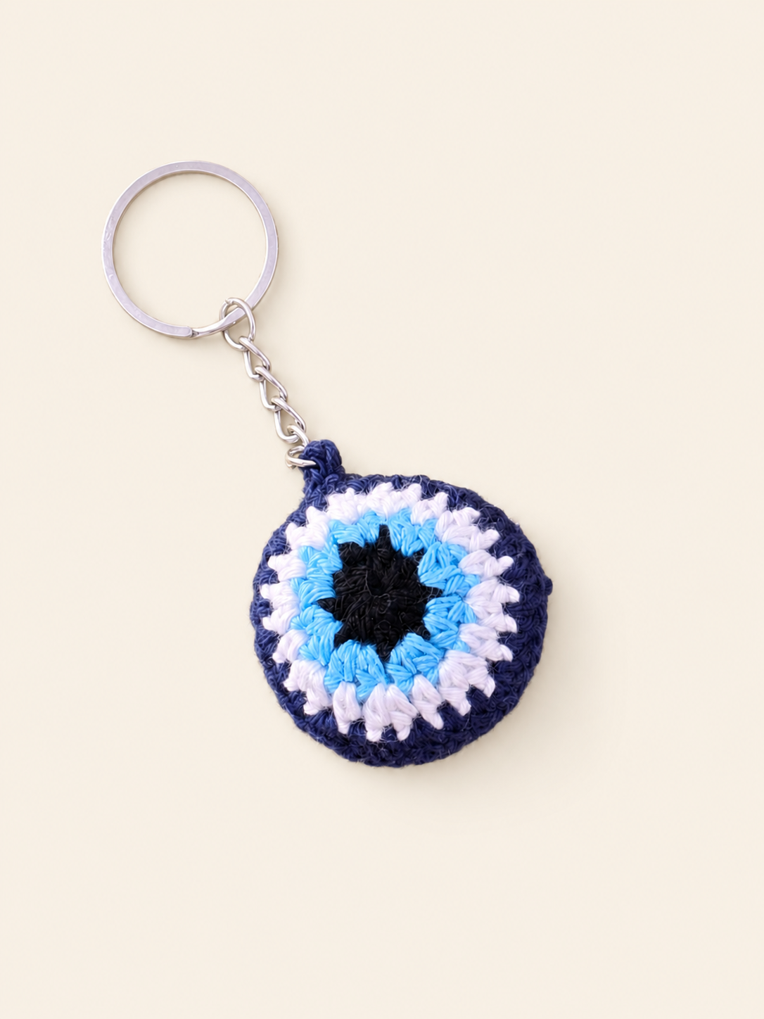 Matching blue crochet nazar keychain