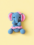 Ellie the Elephant full front view on pale yellow background