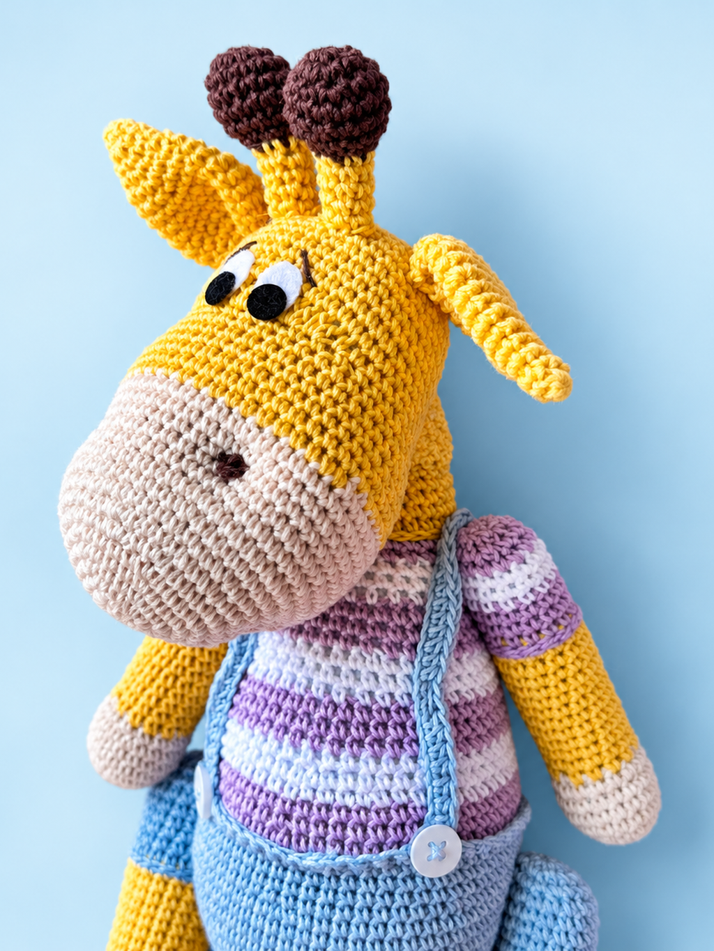 Oliver the Giraffe purple colorway angled view