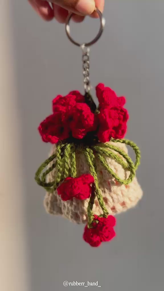 Handmade Crochet Rose Bouquet Bag Charm