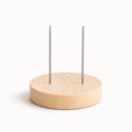 Light wooden display stand with two metal pins for Divine Collection crochet figures