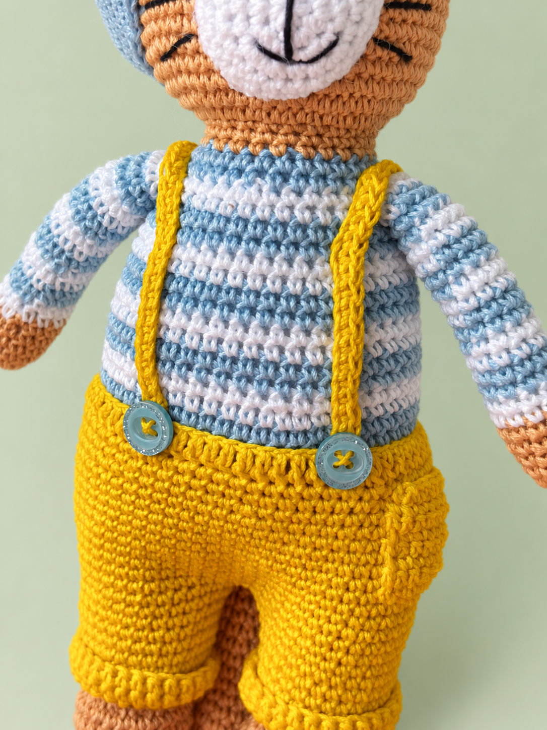 Tiggy the Cat crochet outfit detail